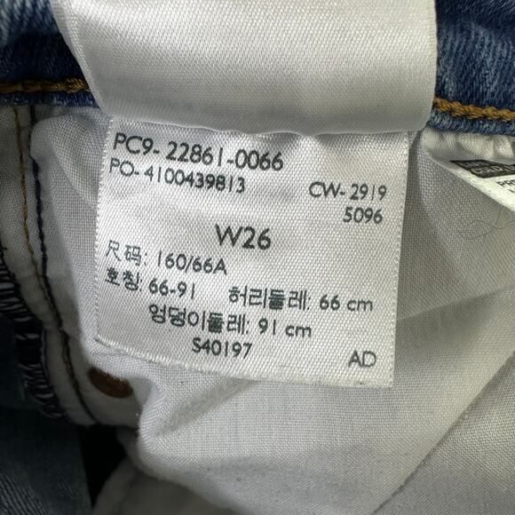 Levi’s Wedgie Raw Edge Hem Button Fly Jeans Size 26 medium dark wash - Picture 8 of 10